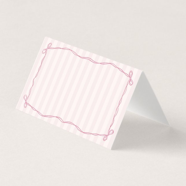 Pink Coquette Bow Pastel Place Card Table Decor (Front)