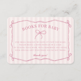Pink Coquette Bow Pastel Shower Books for Baby Enclosure Card