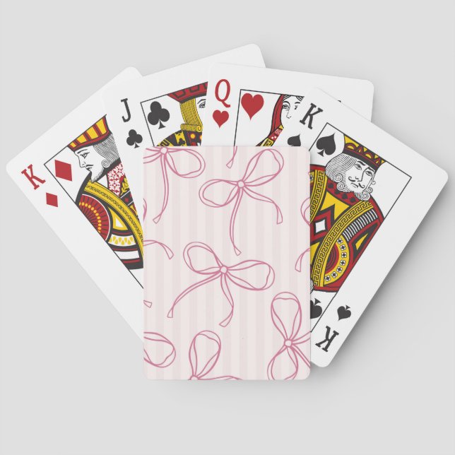 Pink Coquette Bow Pastel Striped Favour Games Playing Cards (Back)