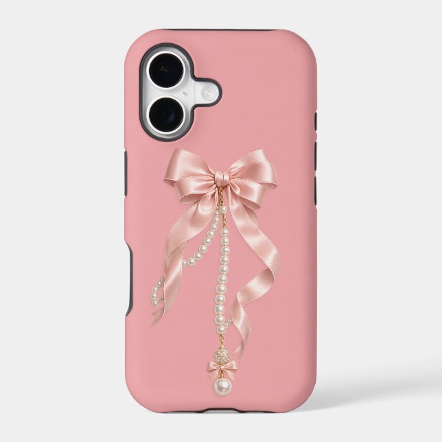 Pink Coquette Bow Pearl iPhone 17 Case Aesthetic (Back)