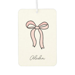 Pink Coquette Bow Personalised Car Air Freshener