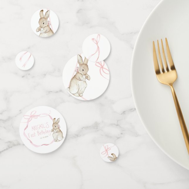 Pink Coquette Bow Peter the Rabbit 1st Birthday Confetti (Group)