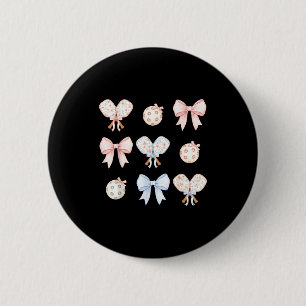 Pink coquette bow pickleball mum grandma aesthetic 6 cm round badge