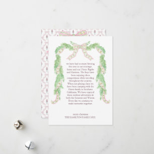 Pink Coquette Bow Preppy Nutcracker Christmas Holiday Card