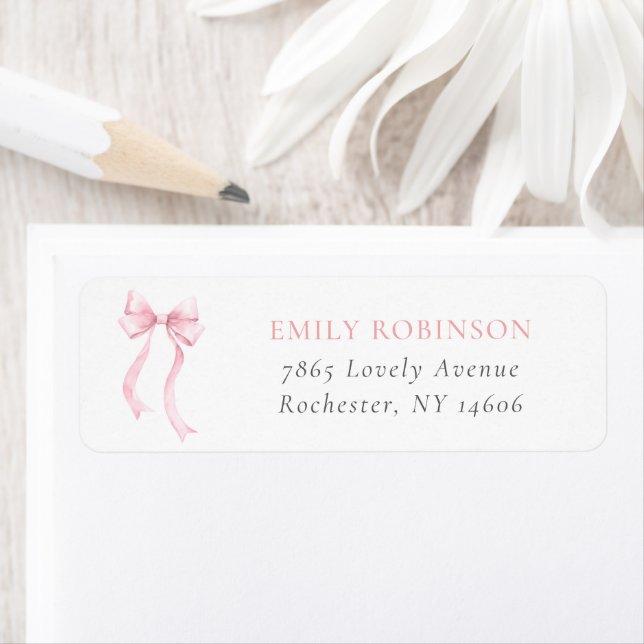 Pink Coquette Bow Return Address (Insitu)