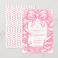 Pink Coquette Bow Ribbon Toile de Jouy Baby Shower