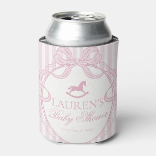Pink Coquette Bow Rocking Horse Baby Shower Favor Can Cooler