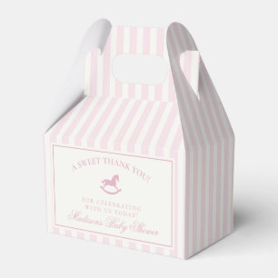 Pink Coquette Bow Rocking Horse Baby Shower Favour Box