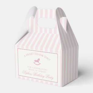 Pink Coquette Bow Rocking Horse Birthday Favor Box