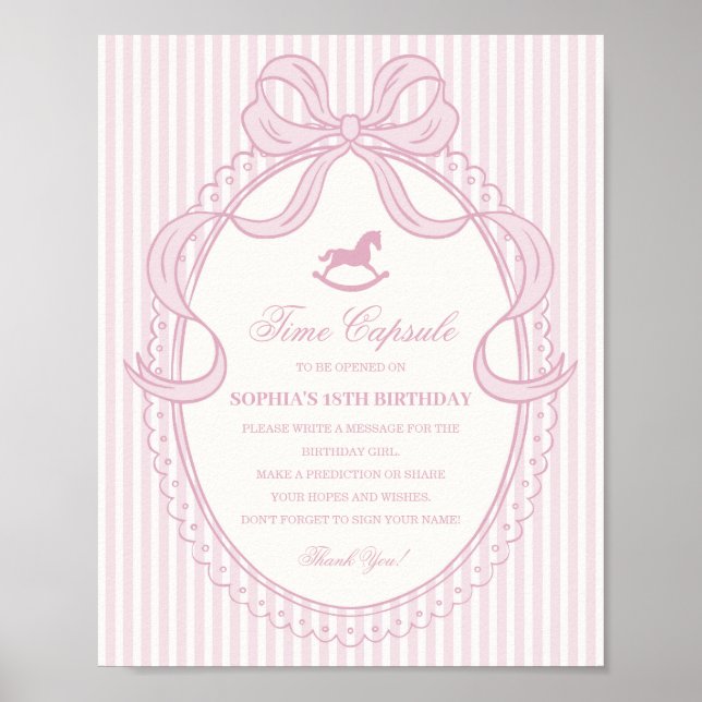 Pink Coquette Bow Rocking Horse Time Capsule Poster (Front)
