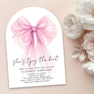 Pink Coquette Bow Watercolor Arch Bridal Shower Invitation