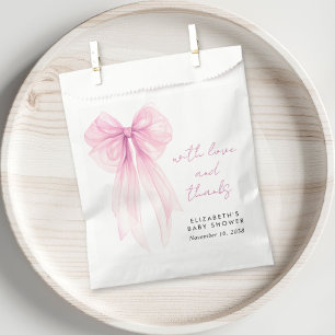 Pink Coquette Bow Watercolor Baby Girl Shower Favour Bags
