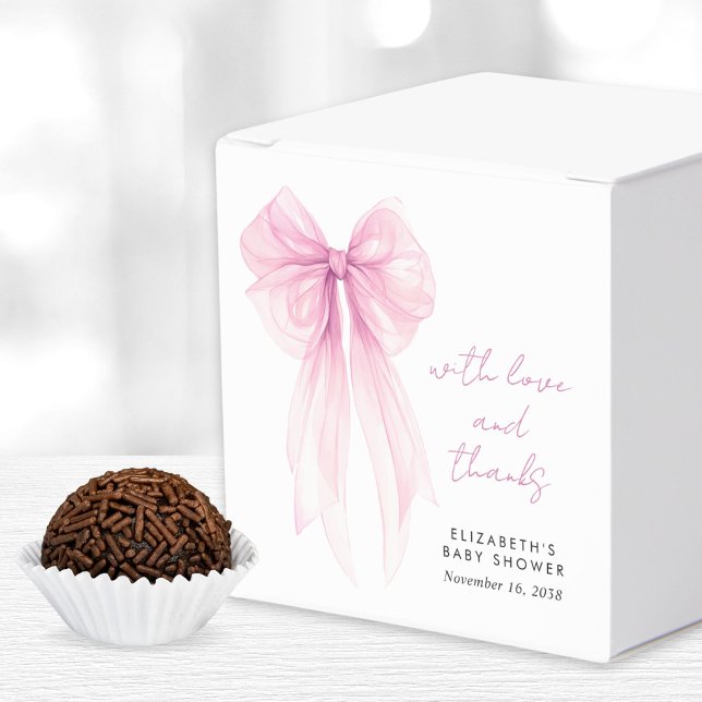 Pink Coquette Bow Watercolor Baby Girl Shower Favour Box (Creator Uploaded)