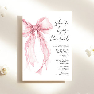 Pink Coquette Bow Watercolor Bridal Shower Invitation