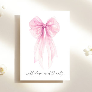 Pink Coquette Bow Watercolor Bridal Shower Thank You Card