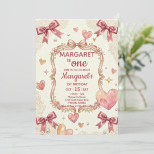 Pink Coquette Bows Birthday Invitation