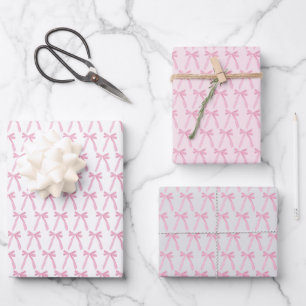 Pink Coquette Bows Galentine Ribbons Wrapping Paper Sheet