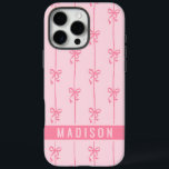 Pink Coquette Bows Modern Personalised Name Girly iPhone 16 Pro Max Case<br><div class="desc">Pink Coquette Bows Modern Personalised Name Girly iPhone 16 Pro Max Cases features your personalised name in a simple modern script typography with cute coquette bows. Perfect gift for her for birthday,  mum for Mother's Day,  sister or bestie for Christmas and holidays. Designed by ©2024 Evco Studio www.zazzle.com/store/evcostudio</div>
