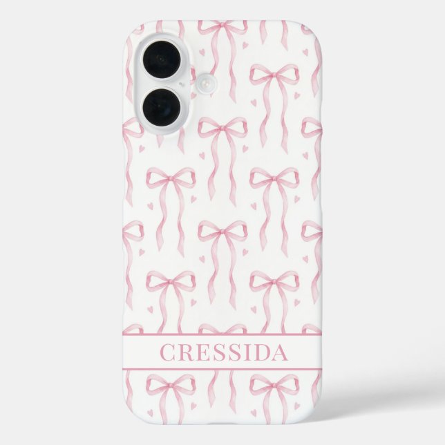 Pink Coquette Bows Monogrammed Case-Mate iPhone Case (Back)