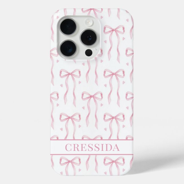 Pink Coquette Bows Monogrammed Case-Mate iPhone Case (Back)
