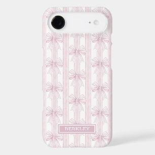 Pink Coquette Bows on Stripes Monogrammed