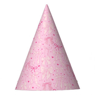 Pink Coquette Bows Pattern Birthday Party Hat