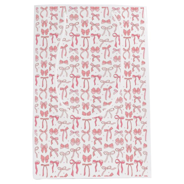 Pink Coquette Bows Wrapping Paper  Medium Gift Bag (Front)