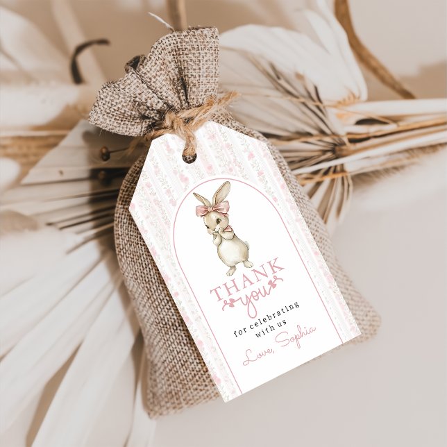 Pink Coquette Bunny Birthday Gift Tags (Creator Uploaded)
