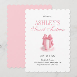 Pink Coquette Cake Elegant Sweet Sixteen Birthday Invitation