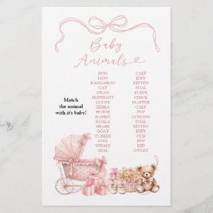 Pink Coquette Carriage Baby Animals Game Sign