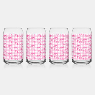 Pink Coquette Cherry Aesthetic Can Glass