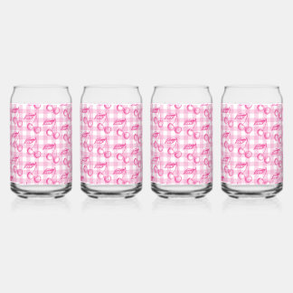 Pink Coquette Cherry Aesthetic Can Glass