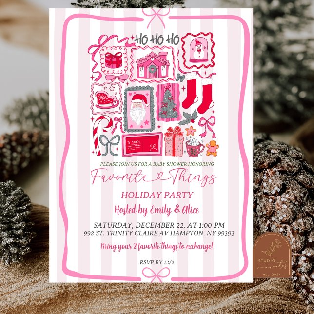 Pink Coquette Christmas Favorite Things Holiday Invitation (Creator Uploaded)