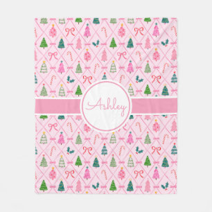 Pink Coquette Christmas Fleece Blanket