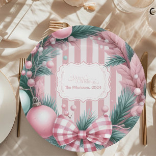 Pink Coquette Christmas Paper Plate