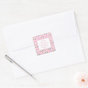 Pink Coquette Christmas Square Sticker