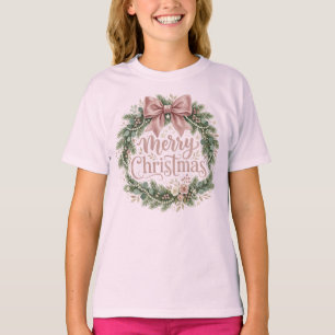 Pink Coquette Christmas Wreath Pinkmas T-Shirt