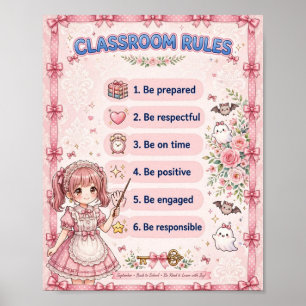 Pink Coquette Classroom Rules Poster