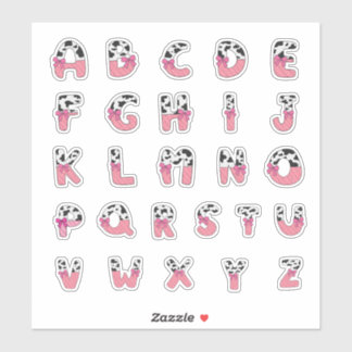 Pink Coquette Cow Print Alphabet Cowgirl Letters