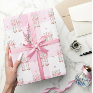 Pink Coquette Cowgirl Boots & Gingham Wrapping Paper
