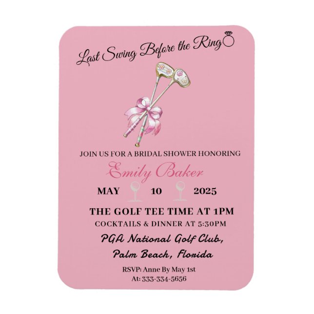 Pink Coquette Golf "Last Swing Before The Ring" Magnet (Vertical)
