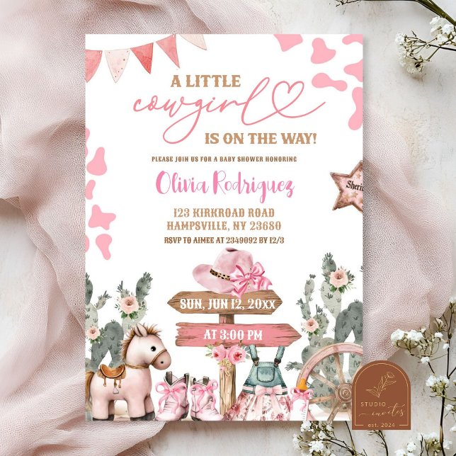 Pink Coquette Little Cowgirl Baby Shower Invitation (Creator Uploaded)