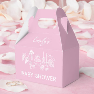 Pink coquette modern hand drawn baby shower favour box