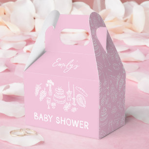 Pink coquette modern hand drawn baby shower favour box