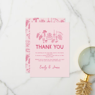 Pink coquette modern hand drawn Thank You