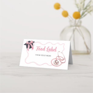 Pink Coquette Nurse Hospital Graduation Food Label Appointment Card