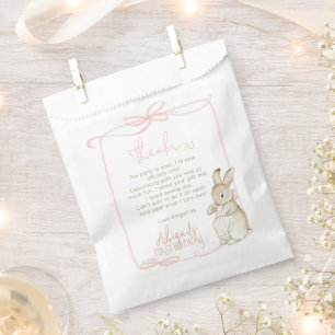 Pink Coquette Peter the Rabbit 1st First Birthday Favour Bags