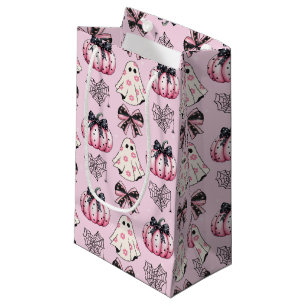 Pink Coquette Pumpkin Ghosts Halloween Pattern Small Gift Bag