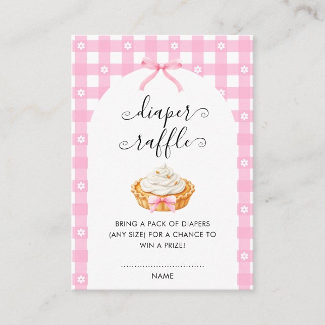 Pink Coquette Pumpkin Pie Diaper Raffle Enclosure Card (Front)