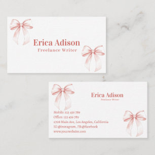 Pink Coquette Ribbon Bow Business Card